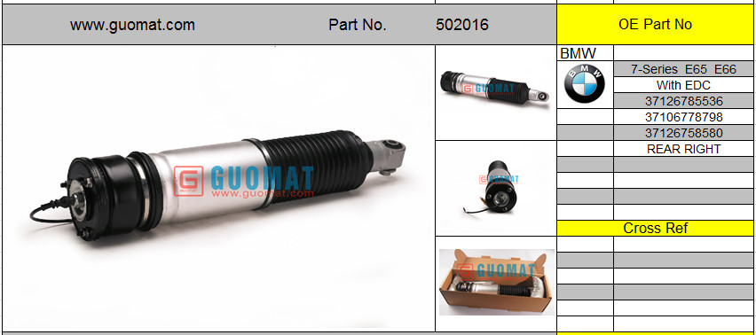 Air Suspension BMW 7 Series E65 / E66 With EDC Air Spring Strut Rear Right 37126785536