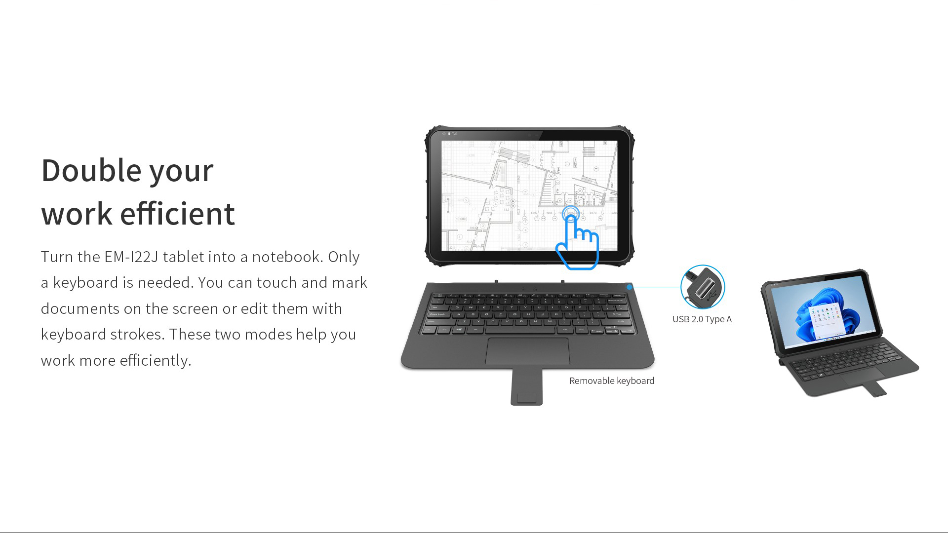 12.2" Rugged Laptop Tablet 2 in 1 with 16GB RAM and Intel Processor Tough Notebooks