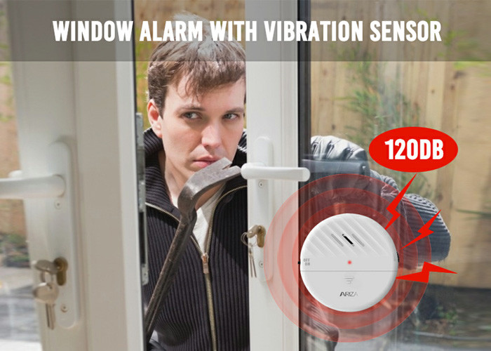 White Black 125db Wireless Vibration Sensor For Home Door Security