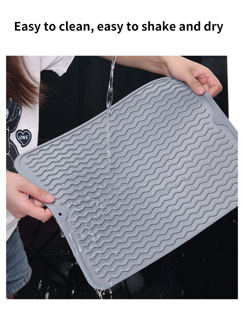 Custom Eco-friendly Silicone Dish Drying Mat Heat Resistant Trivet for Kitchen Counter
