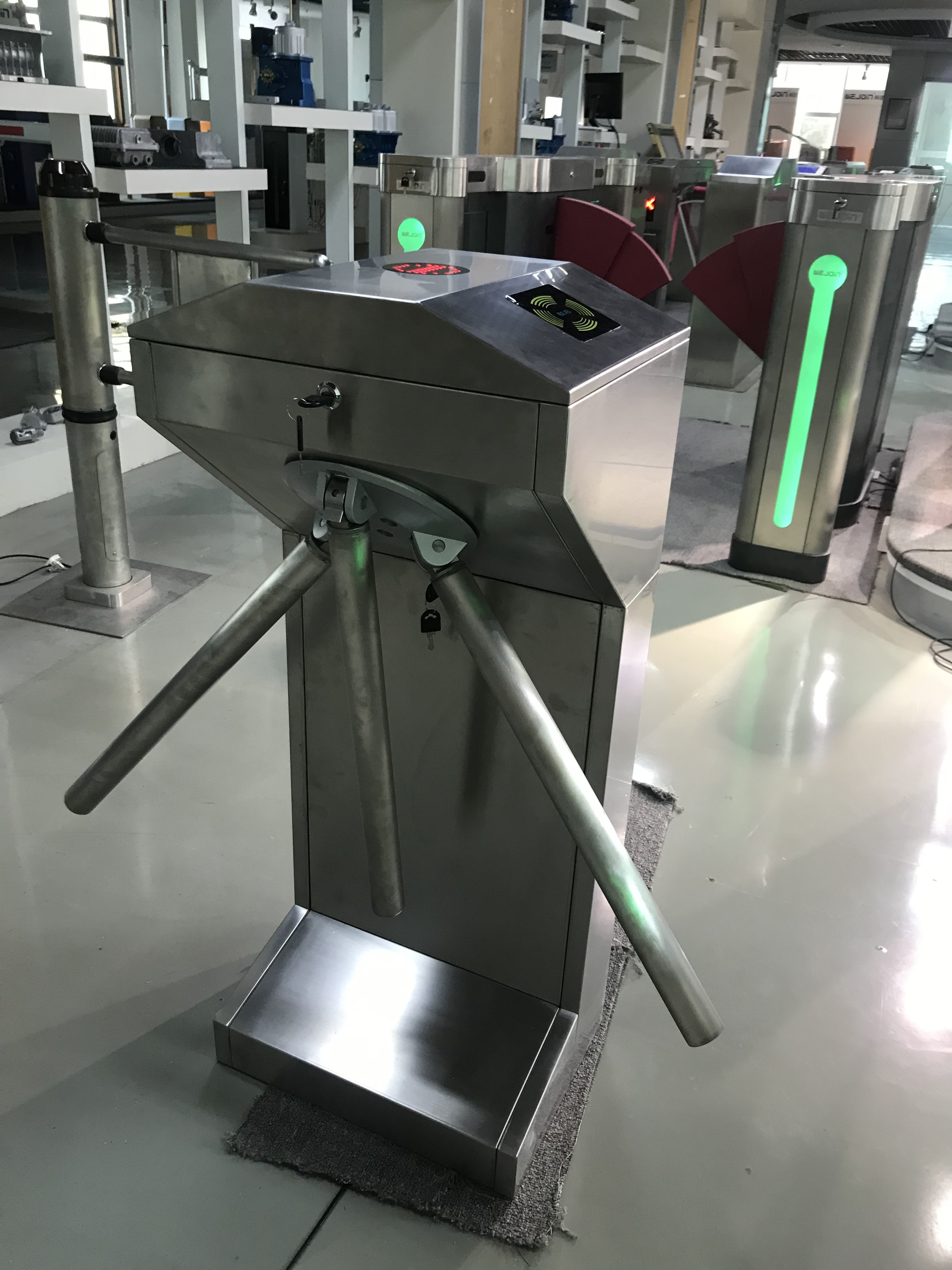 Electronic Tripod Access Control Turnstile Gate Swipe RFID Card Both Way Rotating
