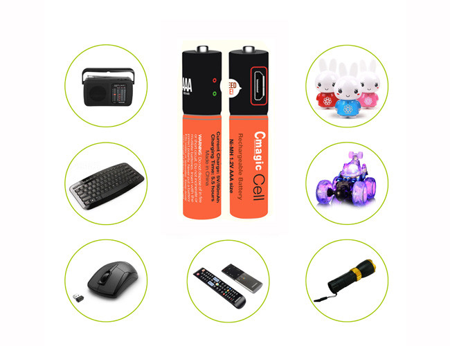 450mAh NIMH USB AA Battery , High Capacity Usb Battery Long Operation Life