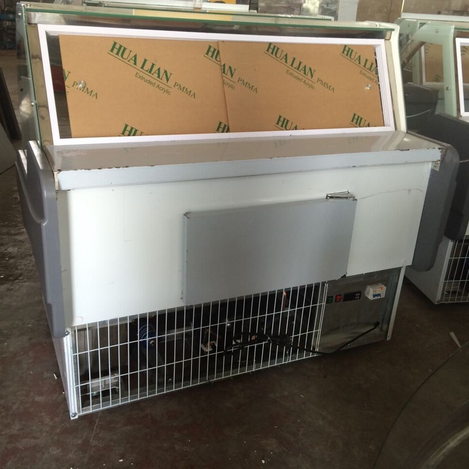 Supermarket Food Meat Display Cooler With Front Fix Open Glass Dynamic Cooling