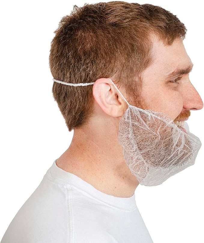 Beard Nets | 18" | White Disposable Beard Covers, Beard Net For Food Service, Cooking, Cleaning