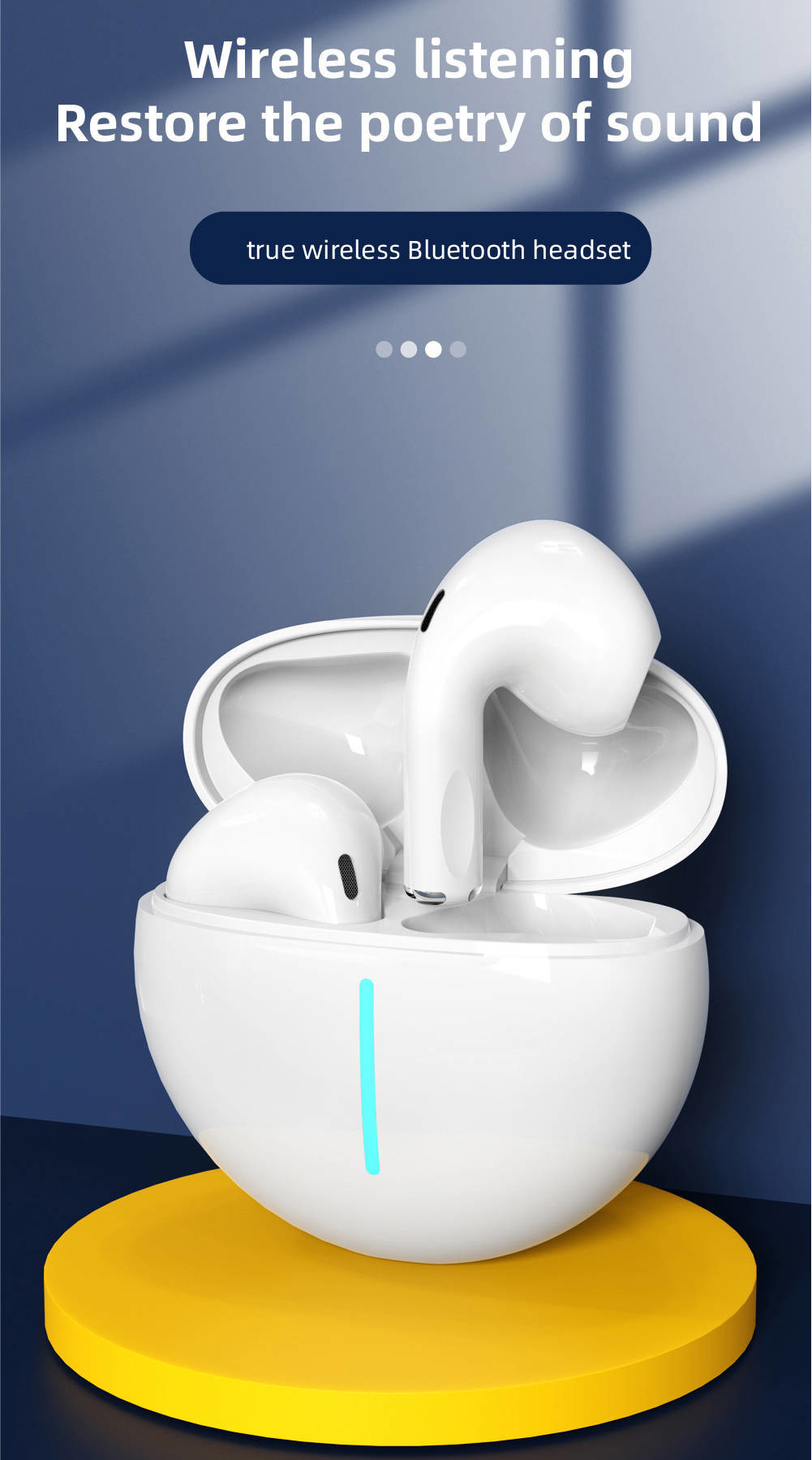 Wireless Bluetooth Headset Intelligent Compatible Fast Stable Connect With Phone