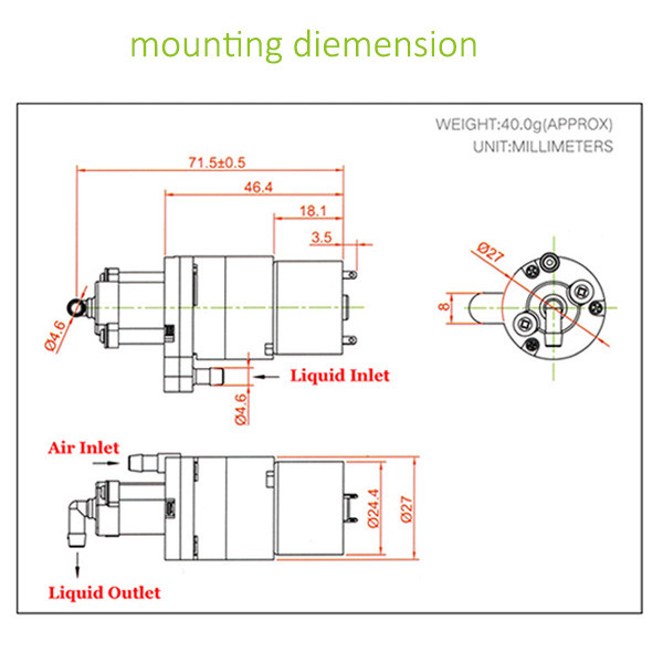 12v 24v 2.2W 3lpm DC Air Pump Mini Vacuum Small Peristaltic Pump