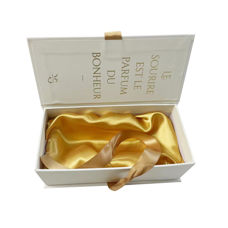 Custom Logo Soft White Paper Boxes Cosmetic Perfume Packaging Gift Box with Satin
