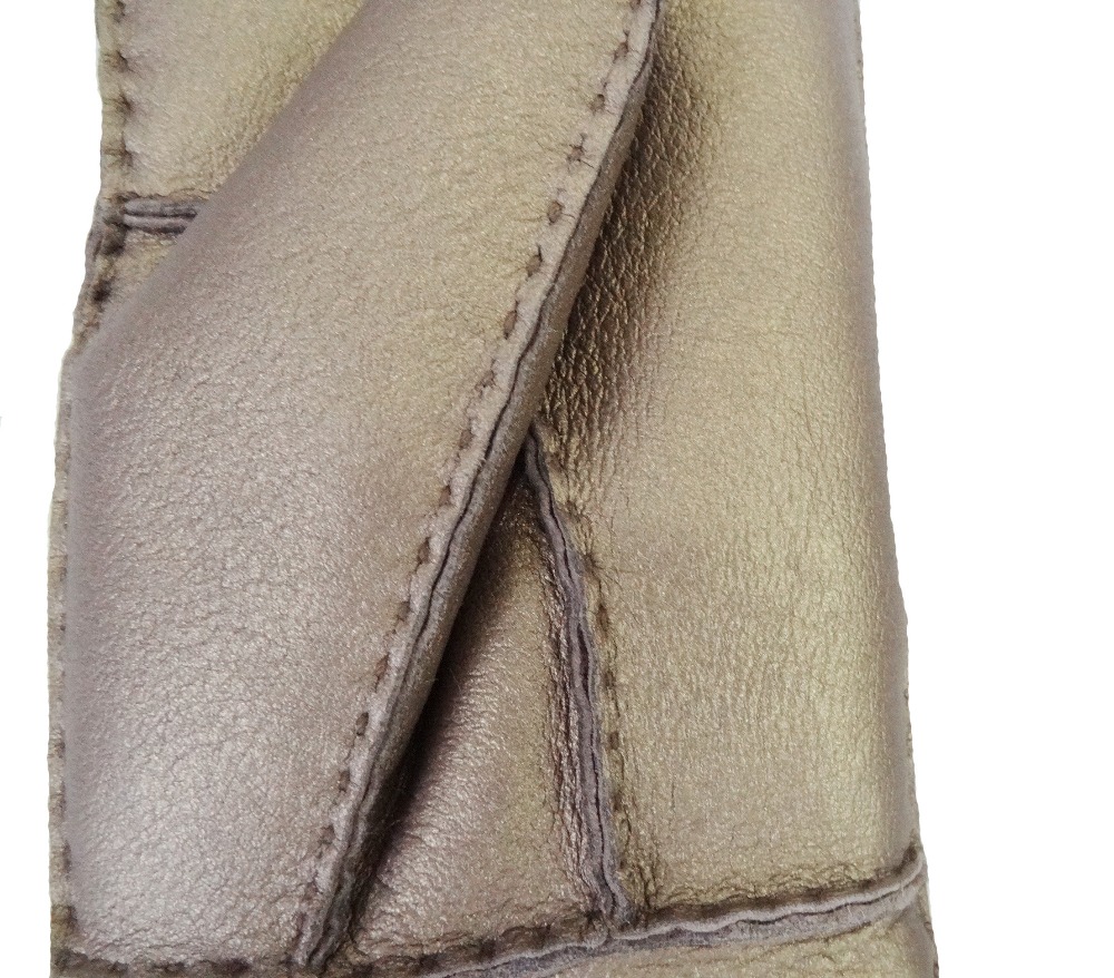Metal Hand Sewn Winter Leather Mitten Gloves Classic Style Customized Size