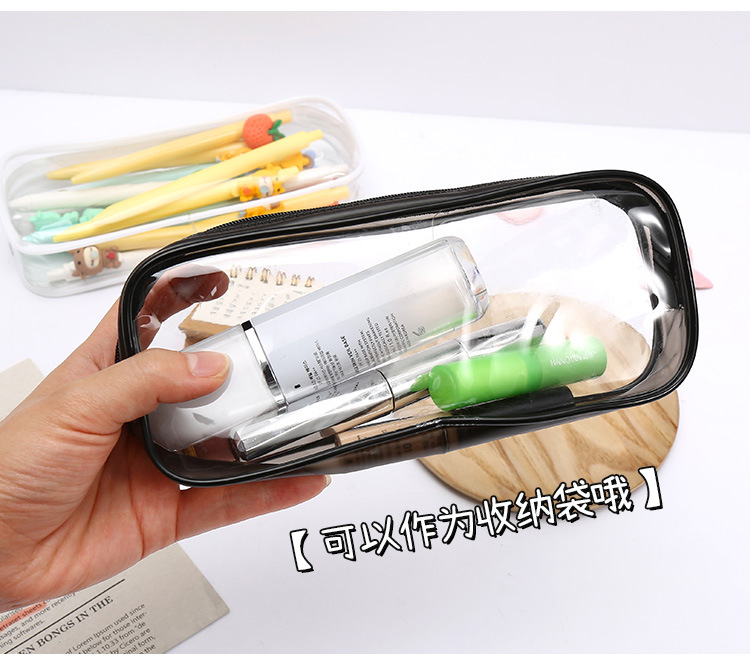 Boys or Girls 19*7*4.5cm Clear Exam Pencil Case with Zipper and 2022 at Office School