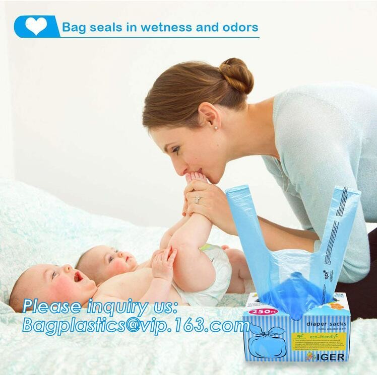 Bio-degradable Fragrance Free Nappy Sacks disposable diaper bags, ok compost home certified 100% biodegradable nappy sac