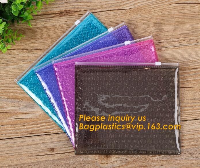 Holographic Factory Shiny gold Cosmetic bag Zipper Bubble Bag zip-lock Slider Padded Mailer metallic bubble zipper bagea