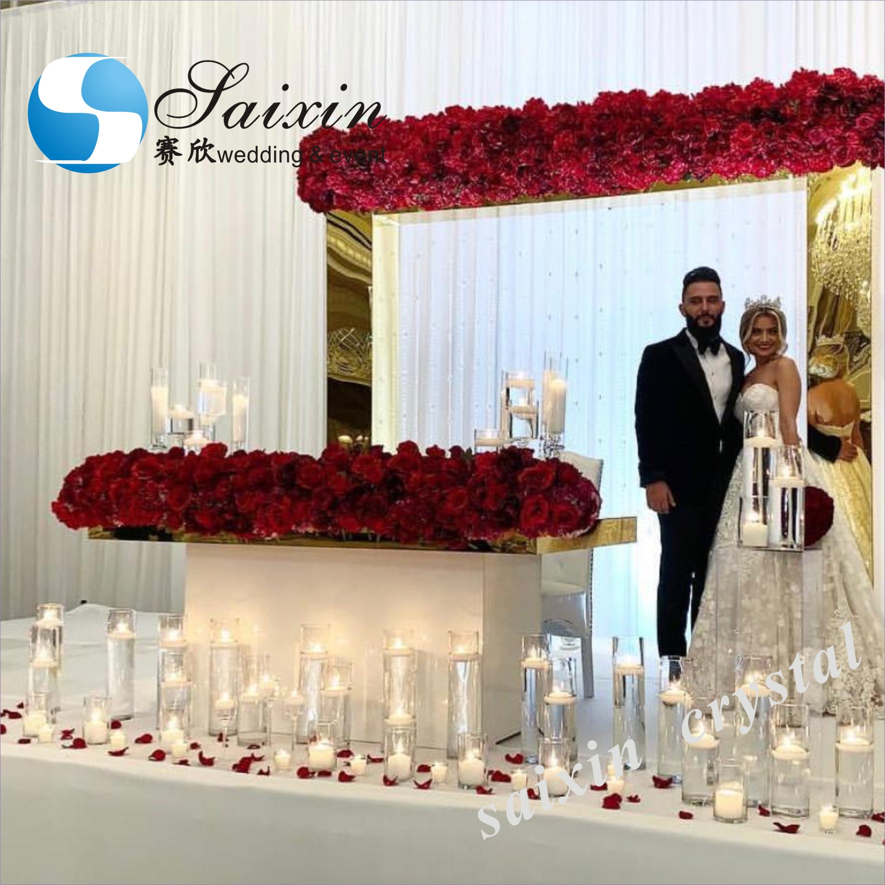 16 14 12 Inch Round Stainless Steel Hanging Crystal Cake Stands Wedding