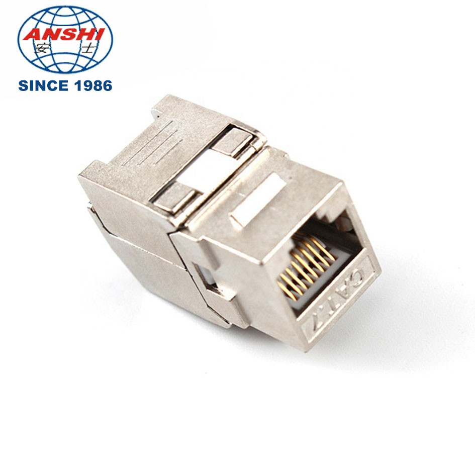 Zinc Alloy RJ45 CAT6 Shielded Keystone Jack 180 Degree Toolless STP