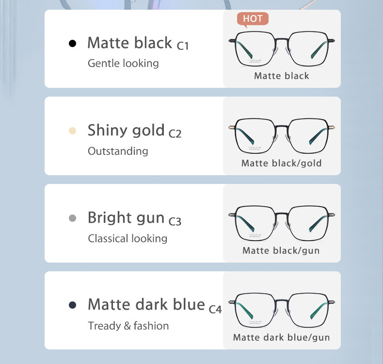 Al Mg Lightweight Glasses Frames Titanium With Non Prescription Lenses