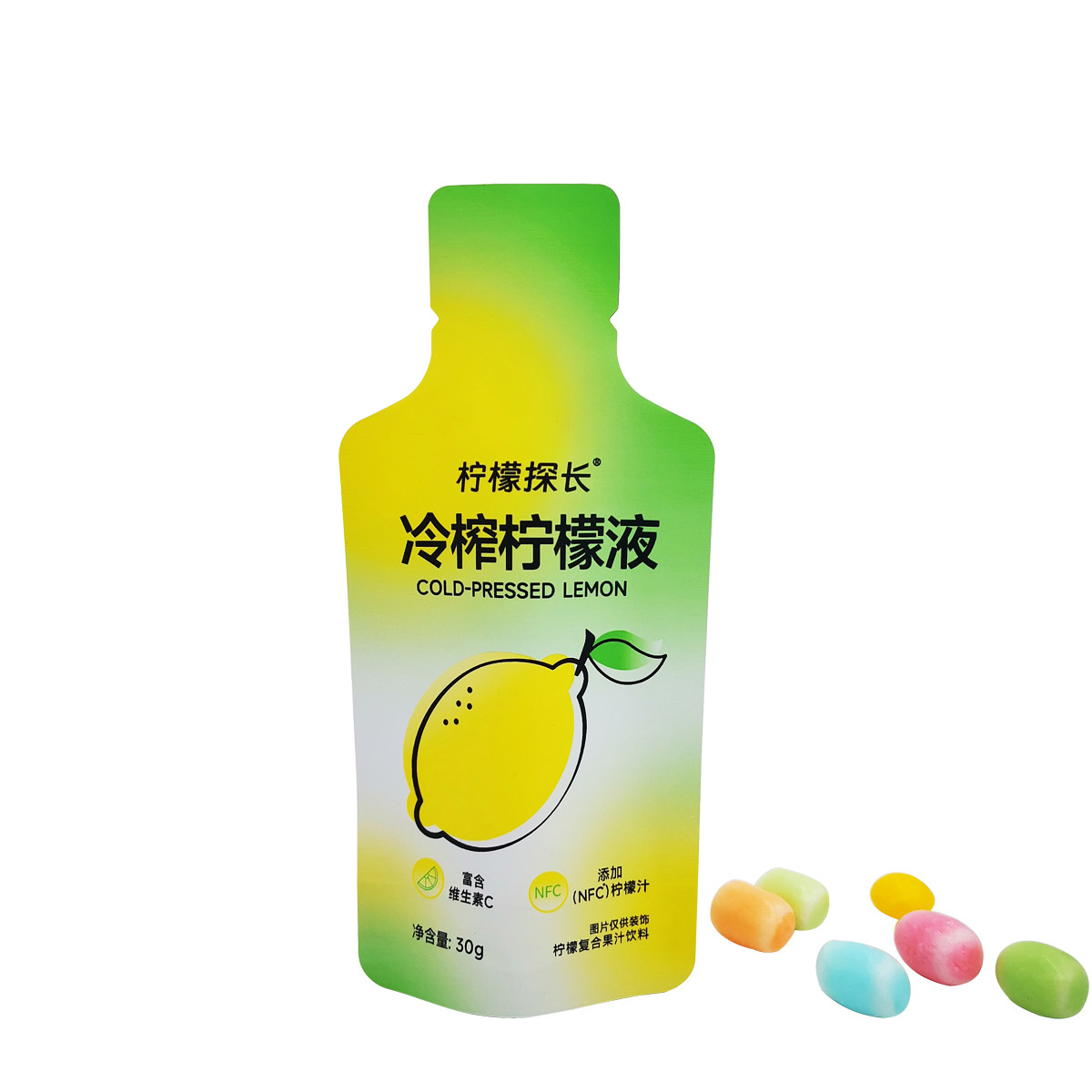 Custom Printed Matte Bottle Shape Aluminum Foil Stand Up Pouches For Lemon Juice Drinks Packaging