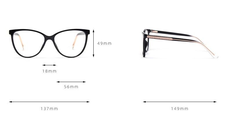 Spring Europe America Large Cat Eye TR90 Material Glasses Flat Mirror Female Myopia