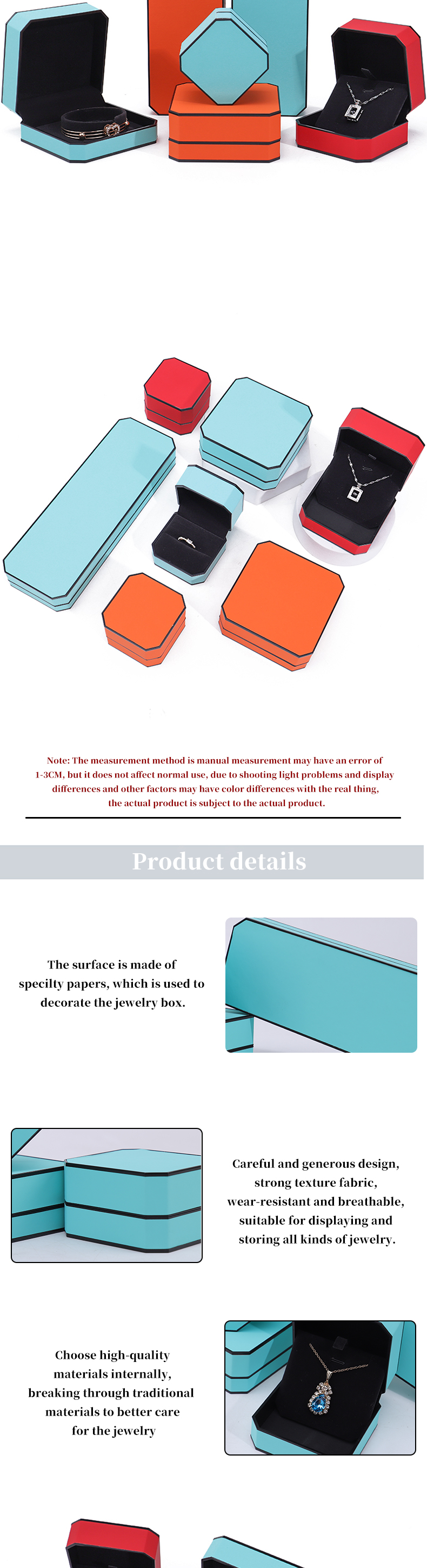 Black Border Octagonal Sleek PU Leather Jewelry Packaging Box for Luxury Storage