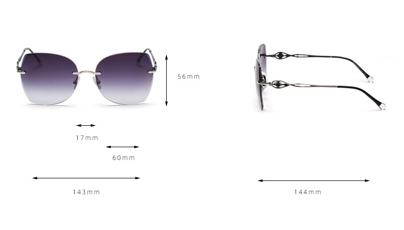 Stylish Exquisite Drive Car Rimless Gradient Sunglasses UV400 Polarized