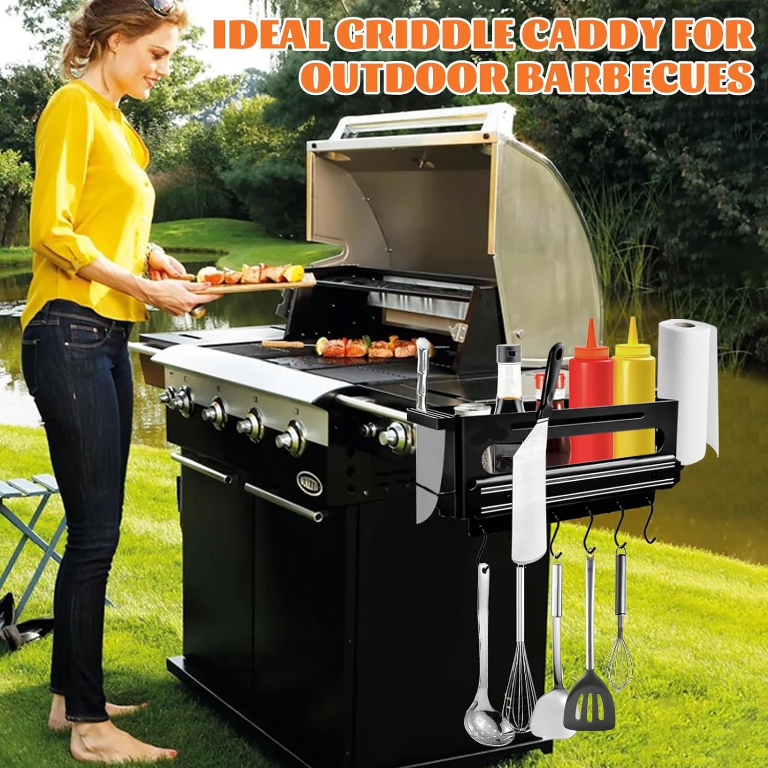 BBQ Caddy with Magnetic Tool Holder Hang Tools Store Sauce Condiments Custom Printing