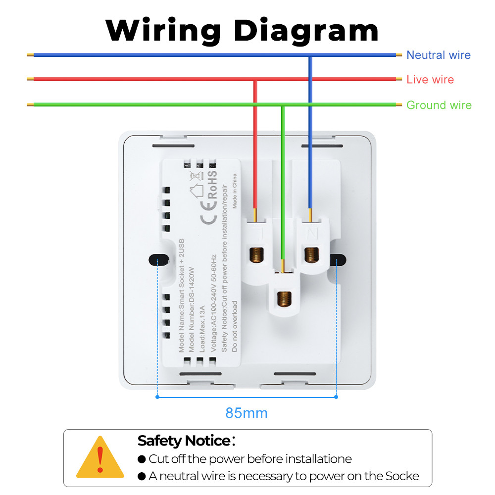 Tuya Wifi Wall Smart Socket Tempered Glass Fast Charger 3.0 USB Smart Home Automation Google Home Alexa Universal US EU UK Plug