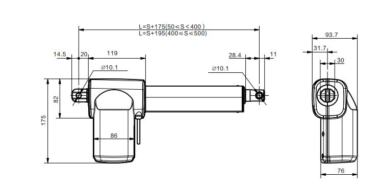 24VDC Linear Actuator Controller IPX6W Stroke Optional For Electric Hospital Bed
