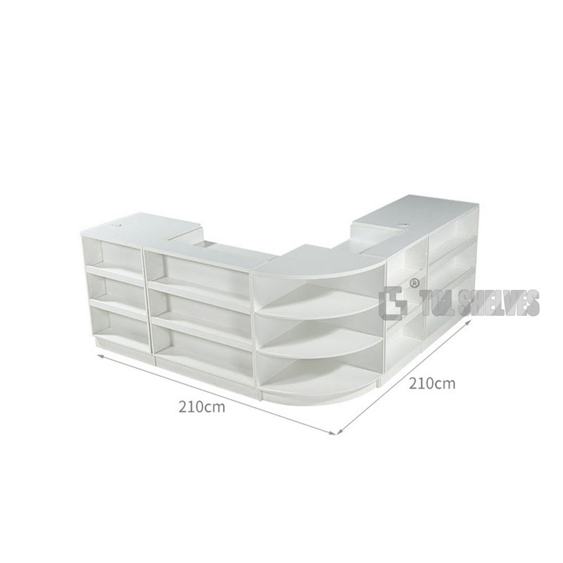 Modern Supermarket Checkout Counter Wood Material Powder Coating Surface
