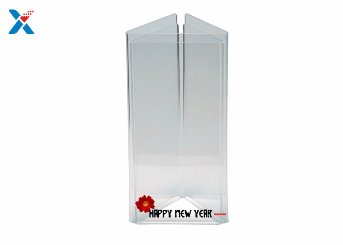Clear Acrylic Sign Holders / Three Sided Sign Holder For Table Counter