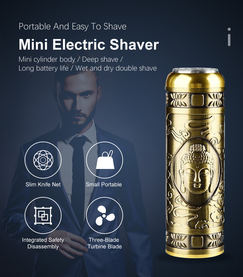Mini Rechargeable Waterproof Dry And Wet Portable Electric Shaver Buddha Head