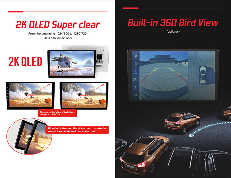 Universal Car Stereo Car navigation system built-in 360 camera Car radio 2K QLED