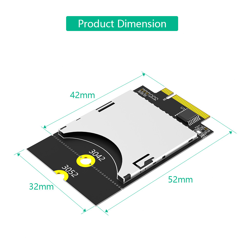 NGFF M.2 Key-B Interface to SD Card Holder Converter Adapter Card (Support USB-Bus, Not SATA-Bus)