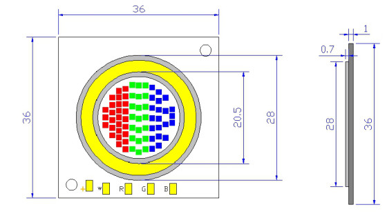 30W RGBW RGB COB LED Four Color for Flashlight Recessed Light