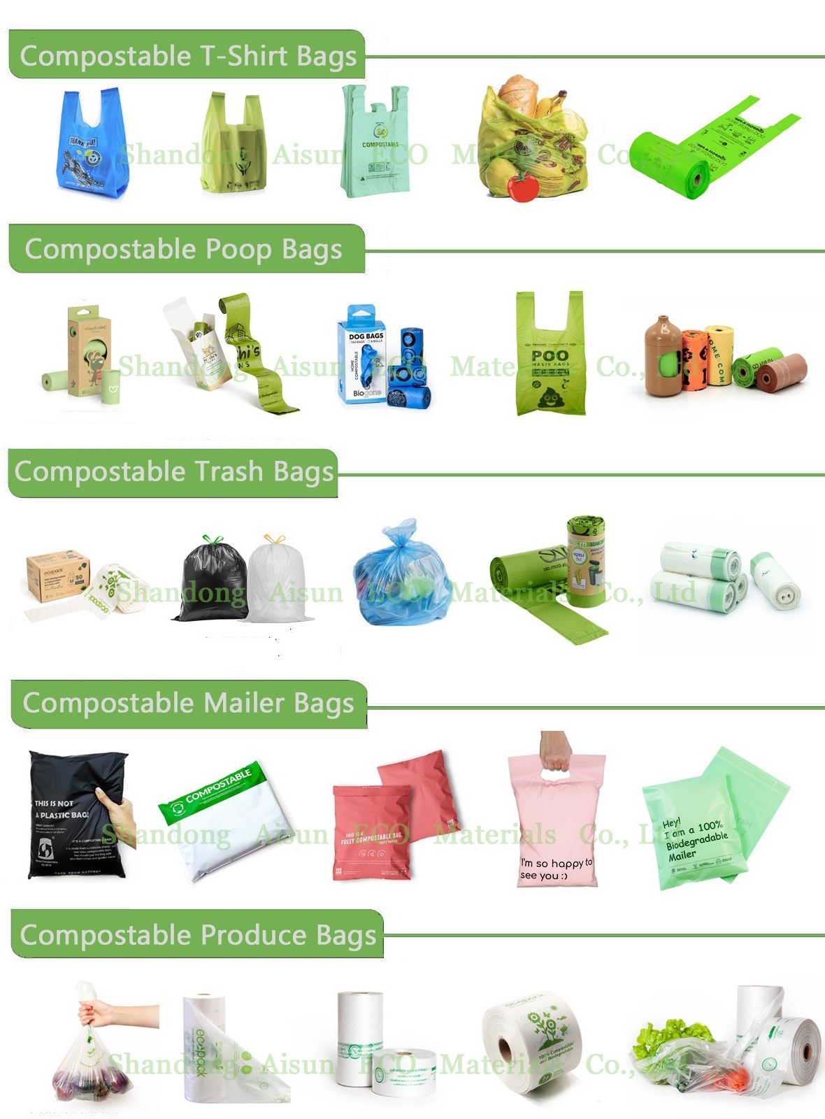 Factory Custom LOGO 100% Biodegradable Cornstarch Compostable Plastic Dog Poop Bags for pets