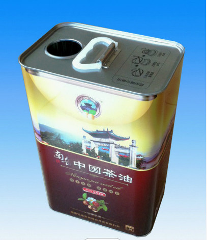 1 Gallon Cooking Oil Tin Can Plastic Handle Rectangular Tin Containers