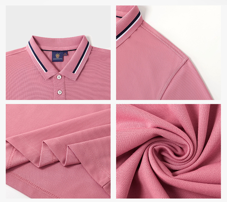 Quick Drying Embroidered Polyester Polo Shirts Textured Lapel Short Sleeve
