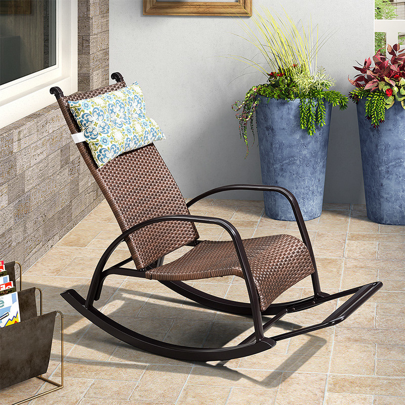 Iron Single Patio Sun Lounger Customized Garden Recliner Chairs