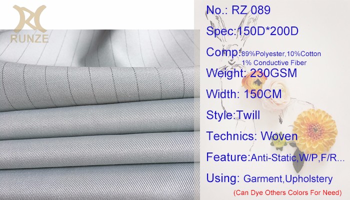 TWILL 89 Polyester 10 Cotton Conductive TC Anti-Static Fabric For Apparel-Uniform