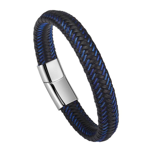 Braided Leather Bracelets For Men,Leather Bracelets Fashion Magnetic Clasp 7.5-8
