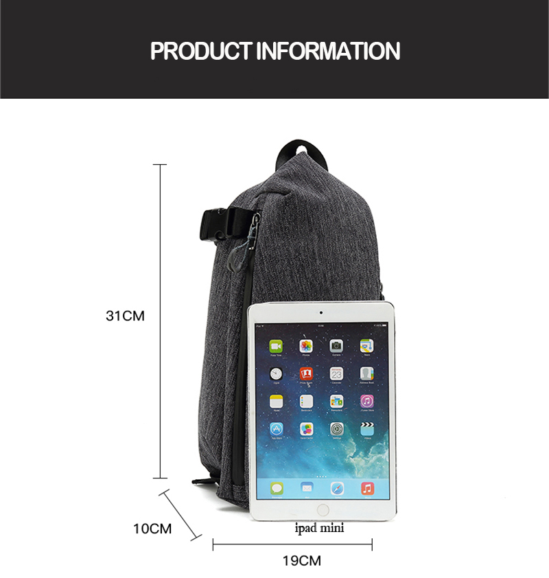 Nylon PU Anti Theft Crossbody Chest Sling Bags 19*10*31cm