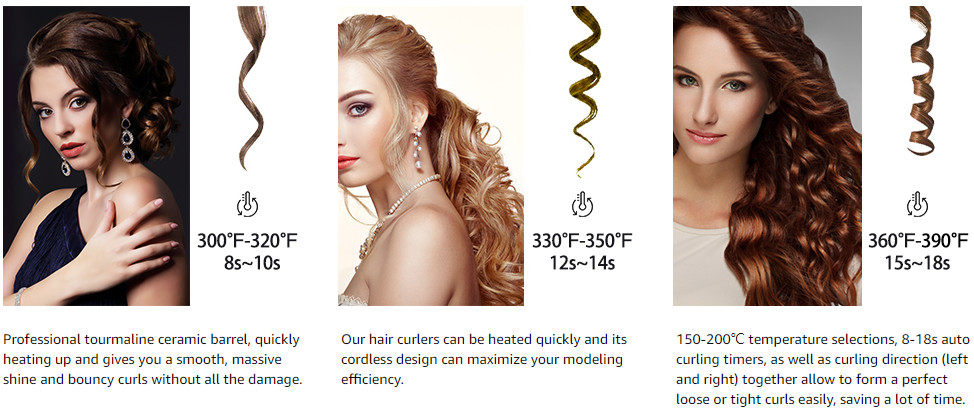 360 Auto Rotating Hair Curler LCD Cordless Rechargeable Auto Hair Curler