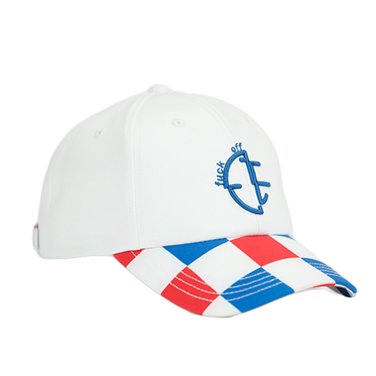 White 6 Panel Dad Hat / Custom Embroidery Logo Printing Bill Metal Bucket Baseball Sport Cap