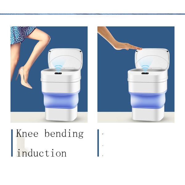 Factory Direct Sales New Foldable IPX5 Waterproof Rectangular Intelligent Electronic Plastic Sensor Trash Can