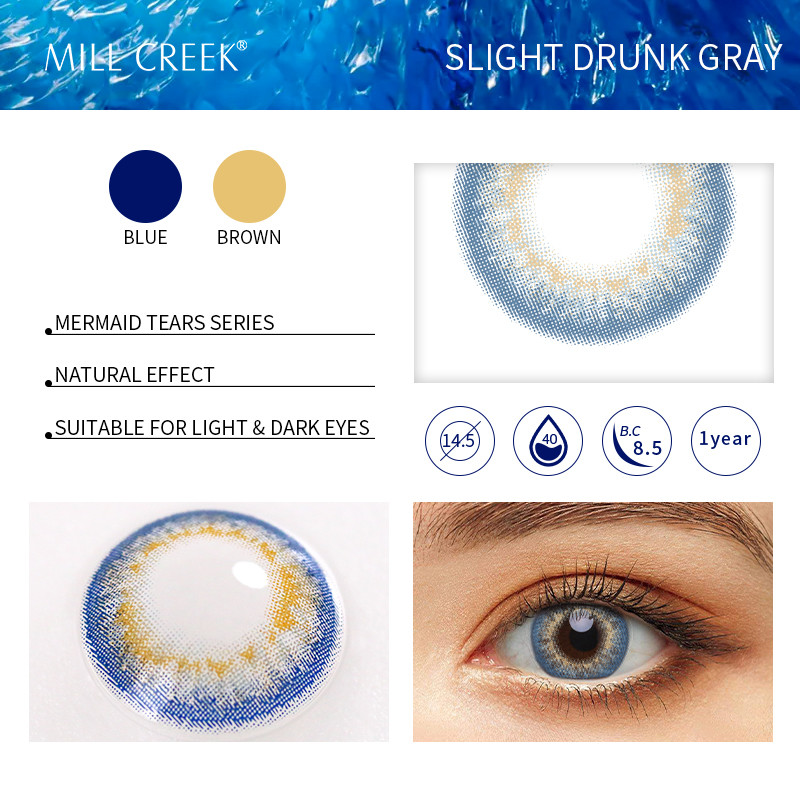 Mermaid Tears Coloured Blue Eye Contact Lenses With Power 0.08mm
