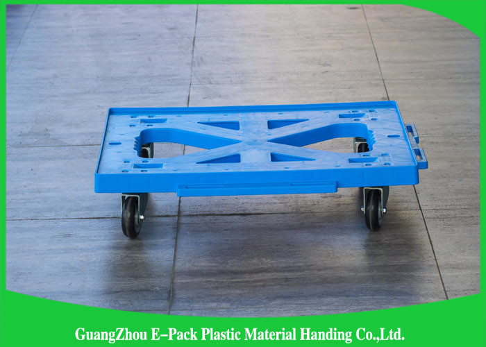Flat Blue Plastic Moving Dolly Four Wheels 100% PP Materials For Industrial