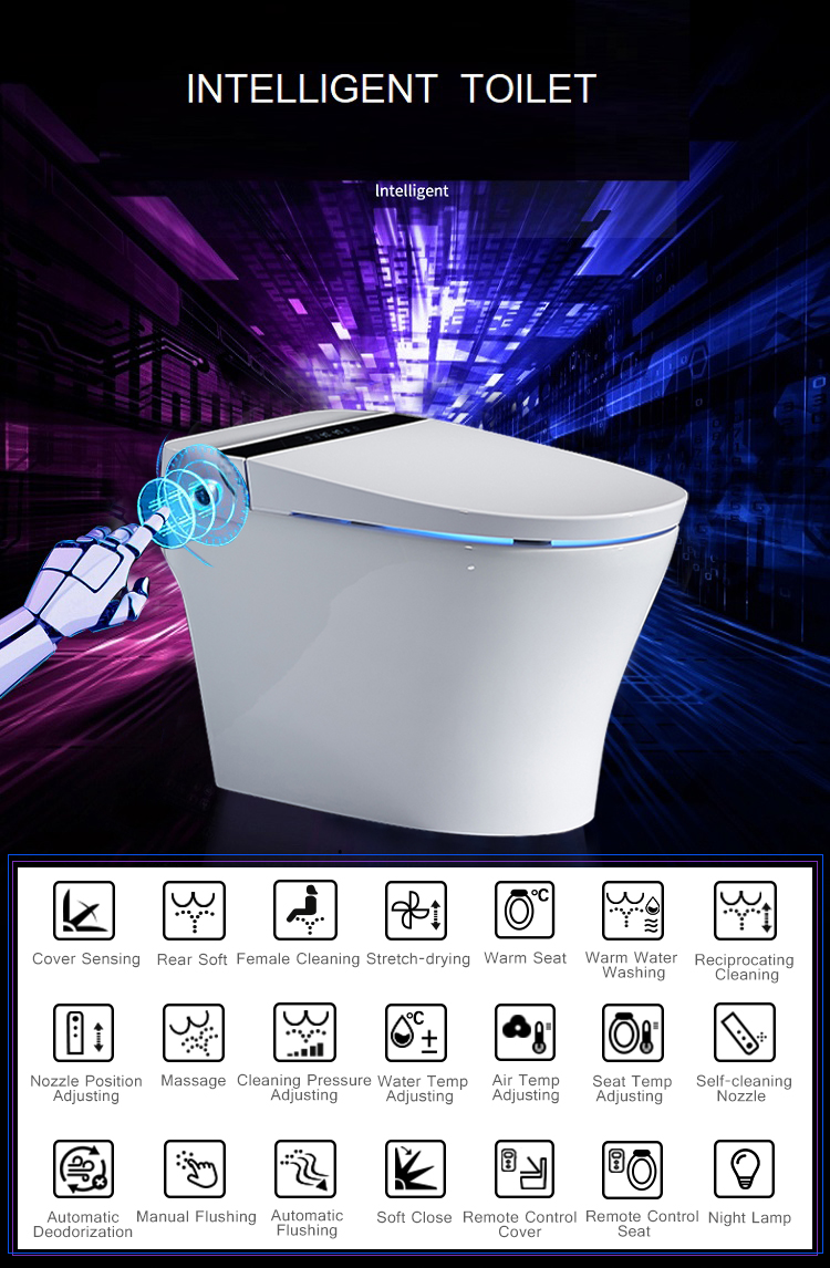 400Mm Roughing Smart Wc Remote Control Toilet With Built In Bidet Commercial
