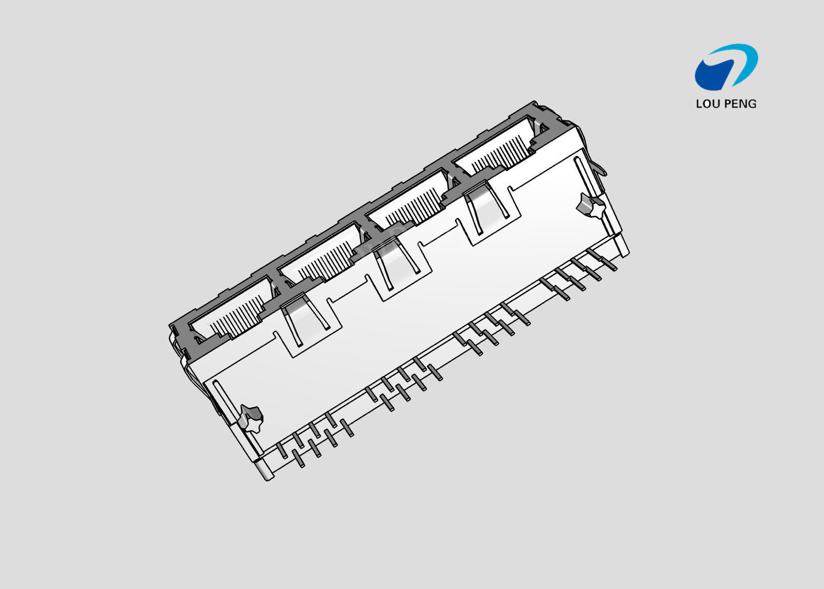RJ45 Connectors, RJ45, Multiple Ports, Port Matrix Configuration 1 x 4, RJ Type Jacks & Plugs