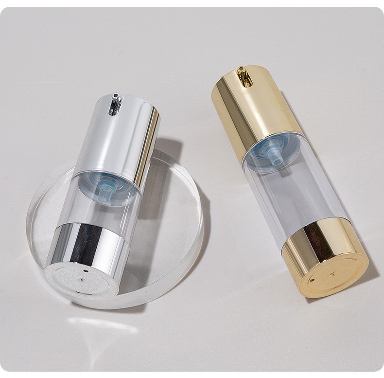 Silver Plastic PP Round Aluminum Cap Cream Airless Bottles 15ml 30ml 50ml 80ml 100ml