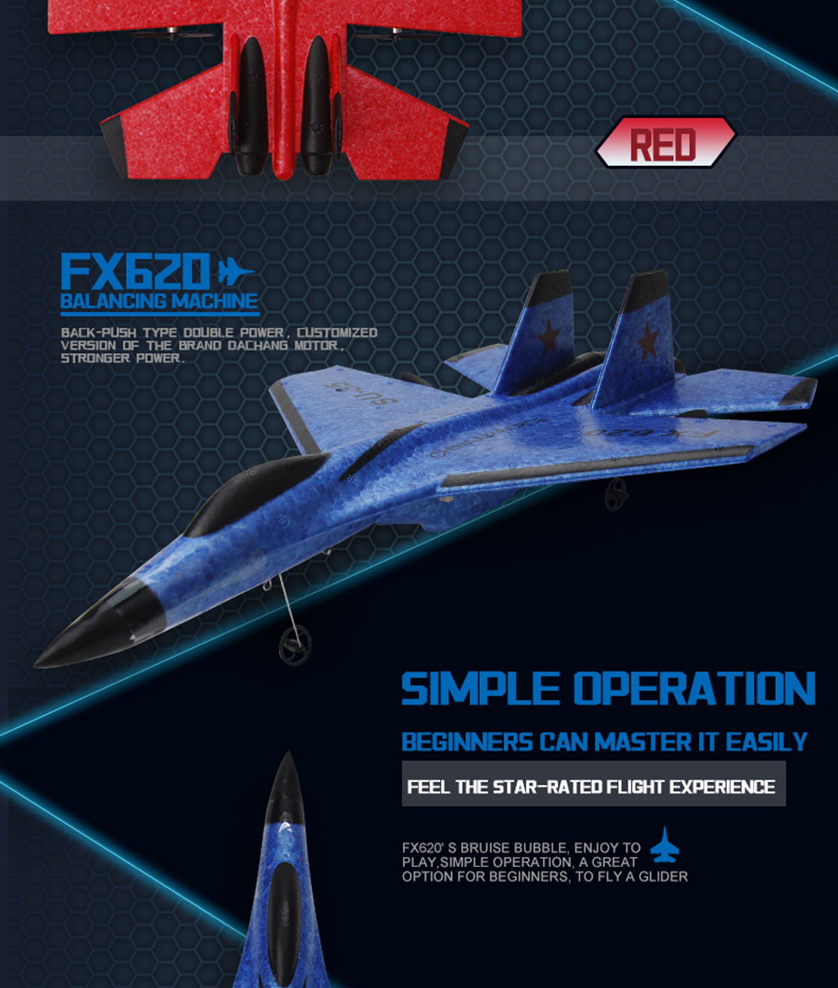 2.4g Frequency Epp Foam Airplane Fx-620 Rc Glider Su-35 Rc Airplane Remote Control Fighter Hobby Plane Glider Airplane Toys