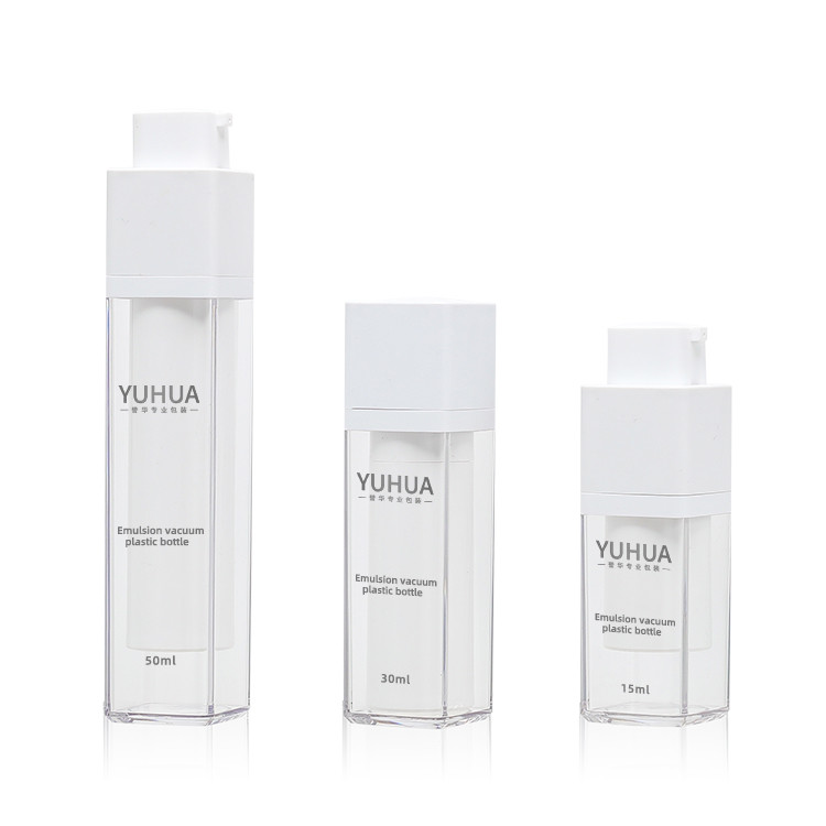 Transparent Square Shape Bottle Double Wall Bottle Airless Wholesale PET Plastic Bottle 15ml 30ml 50ml