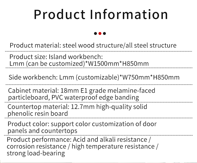 Factory Direct Price Phenolic Resin Top All Side Lab Steel Side Bench Thickness Standard Laboratory Table Dimensions