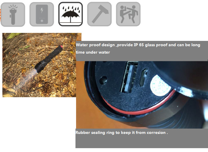 Black Battery Powered Work Lights , Night Patrol / Safty Guard LED Battery Work Lamp 450lm